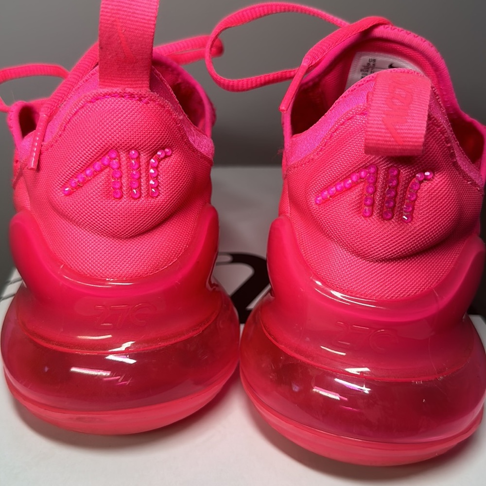 OOAK Swarovski Crystal Nike Air Max 270 Hyper Pink Sneakers size 9.5 BLING - Picture 7 of 8